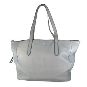 Fossil Pebbled Leather Light Baby Blue Tote Bag Summer Boho Nautical Everyday